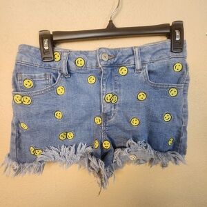 Altar'd State Blue Jean Shorts Smiley Faces 25 Waist (5794)